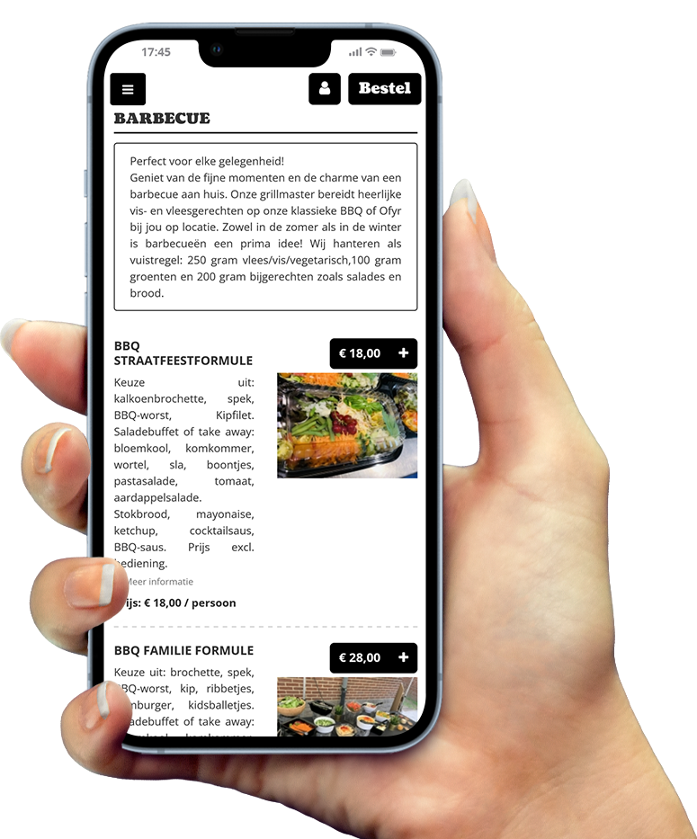 Voorbeeld van onze app op smartphone